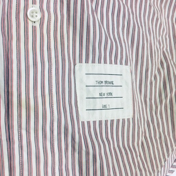 Thom Browne Narrow Red Stripe Shirt (XXS) - Picture 3 of 8